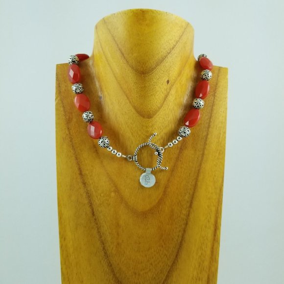 Tibetan Turquoise & Carnelian Butterfly Necklace - Picture 4 of 5